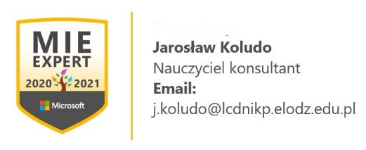 logo MIE expert Jarosław Koludo Nauczyciel konsultant, email j.koludo@lcdnikp.elodz.edu.pl